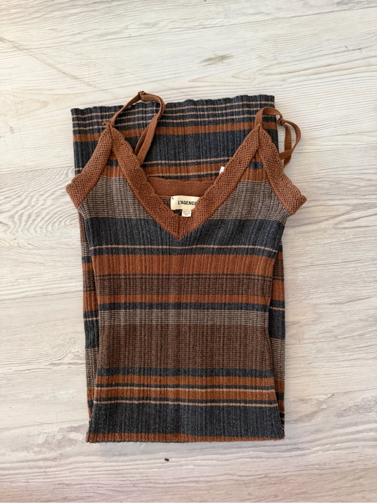 L'AGENCE Dresses & Skirts - L'AGENCE Brown & Charcoal Striped Knit Cami